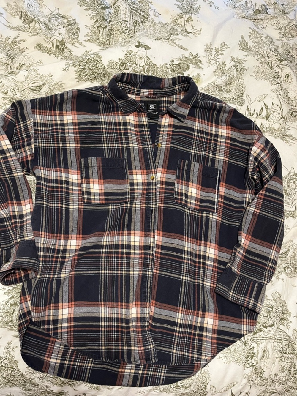 Rip Curl Navy Plaid Button-Down Shirt